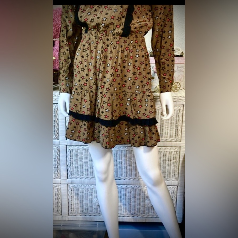 Scotch & Soda Mini Prairie Dress Modest Celestial print in brown & black size XS - Picture 7 of 13